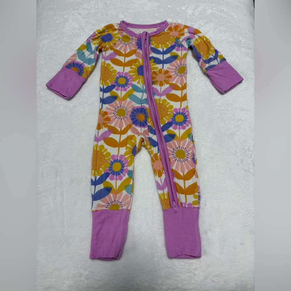 Little Sleepies Petal Power Zippy Newborn Bamboo Pajamas VGUC